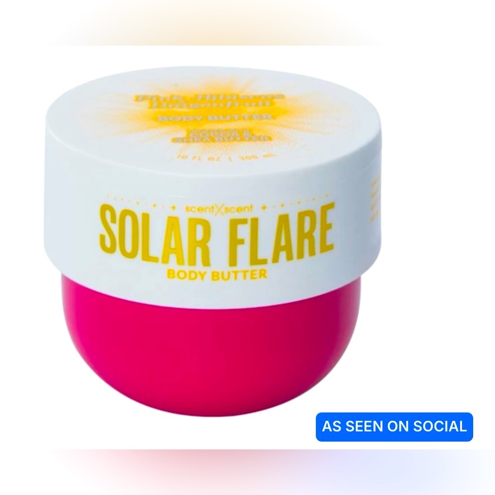 Solar Flare Body Butter Pink Hibiscus and Dragonfruit Scented 10oz.
